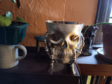 👻 Halloween 7x6 Silver Skull Candy Dish / Planter Table Decoration