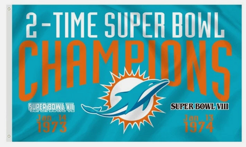 Miami Dolphins 3x5 NFL Flag 2x Super Bowl Champions