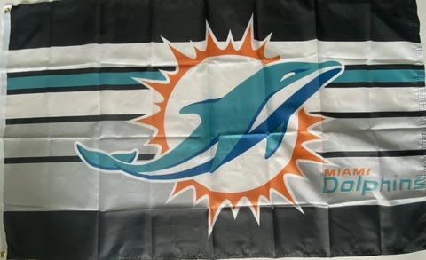 Miami Dolphins 3x5 NFL Flag Black Top Bottom