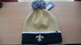 New Orleans Saints NFL Baraka Gold Cuffed Pom Knit 47 Brand Beanie Hat