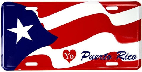I Love Puerto Rico Flag - License Plate