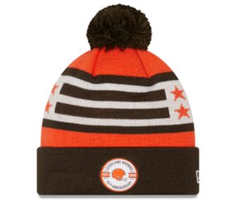 Cleveland Browns NFL New Era 75th Anniversary Cuffed Knit Hat with Pom - Orange Beanie Hat