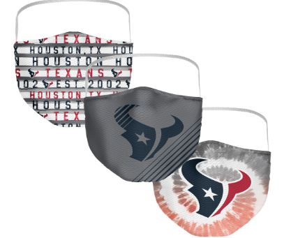 Houston Texans NFL Adult Face Covering 3-Pack Mask