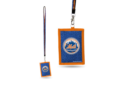 New York Mets MLB Lanyard ID Holder With Zippered Compartment