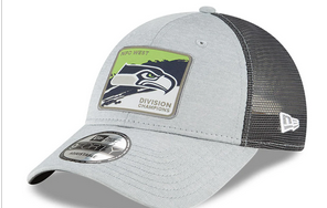 Seattle Seahawks NFL New Era 2020 NFC West Division Champions Locker Room 9FORTY Adjustable Trucker Hat - Heather Gray/Charcoal