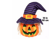🎃 Halloween 12" Light up Jack O Lantern w Hat + Hair LED Pumpkin