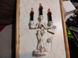 🎃 Halloween 14 inch Skeleton Candelabra 3 Flickering LED Candles