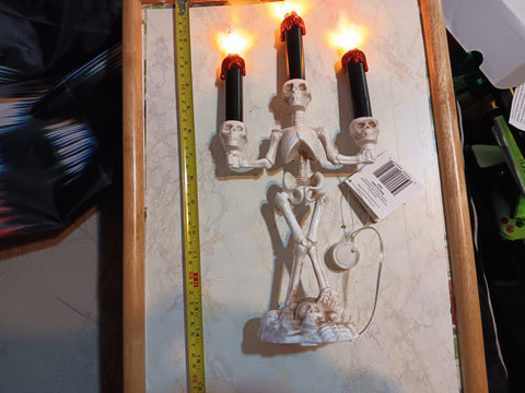 🎃 Halloween 14 inch Skeleton Candelabra 3 Flickering LED Candles