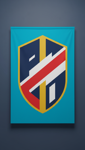 Electric cyan team crest flag