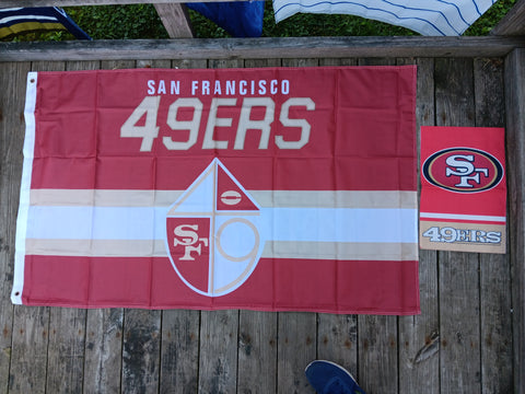 San Francisco 49ers 2 Flag BUNDLE 3x5 Stripe Flag + 12x18 Garden Flag