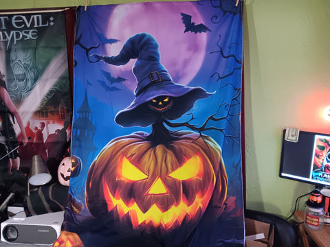 🎃 Halloween 40x60 Tapestry Jack-O-Lantern Moon Bats Flag Banner