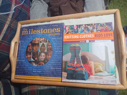 2 Book Lot Knitting Clothes Kids Love + The Milestone Project Bundle