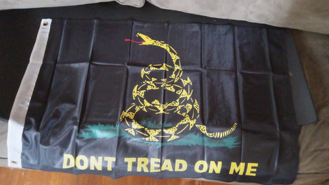 2' x 3' See-Through Mesh Gadsden Don't Tread on Me Black Flag