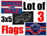 NEW LOT OF 3 Buffalo Bills 3x5 FEET NFL 3X5 Flags Banners With Grommets