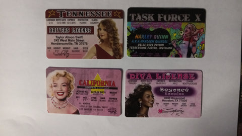 4 Fake I.D. Card I Diva Bundle H Quinn Marilyn Beyonce T Swift Driver's Licenses