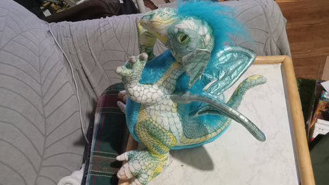 Applause Dragon Green Blue 13" Plush Toy Vintage Stuffed Animal