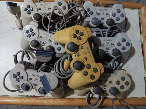 BROKEN 7 PS1 Dualshock White Controller Lot OEM Sony Playstation AS IS