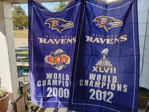 Baltimore Ravens 3x5 NFL Flag Super Bowl  Set of 2 Bundle