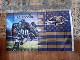 Baltimore Ravens NFL 3X5 Feet American Flag Banner Pole or Wall Decor