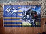 Baltimore Ravens NFL 3X5 Feet American Flag Banner Pole or Wall Decor