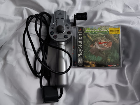 Bass Landing PS1 Game & Agetec Fishing Rod Playstation Controller Bundle #8670