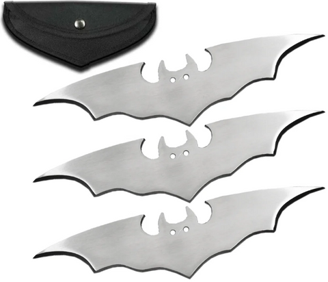 Batman Silver 3 Piece 6 Inch Throwing Knife Set With Case