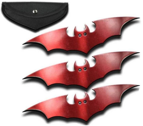 Batman Red 3 Piece 6 Inch Throwing Knife Set With Case
