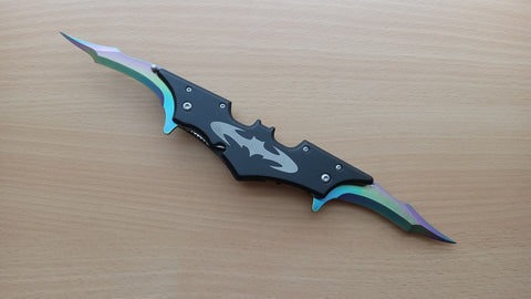 Batman 10 Inch Double Rainbow Blade Spring Assisted Folding Pocket Knife