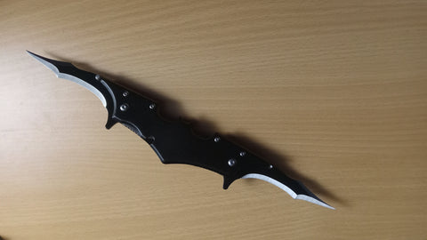Batman 11 Inch Black Double Blade Silver Screws Spring Assisted Folding Pocket Knife