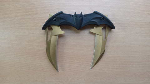 Batman Gold 1 Hole Double Blade Spring Assisted Folding Pocket Knife
