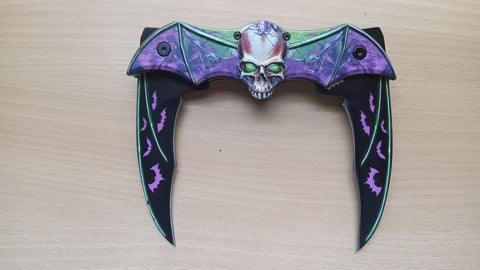 Batman Zombie Skull Double Blade Spring Assisted Folding Pocket Knife Purple