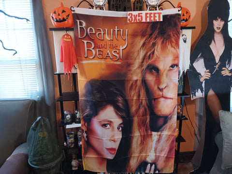 🎃 Halloween Beauty and The Beast 3X5 Feet Flag Linda Hamilton Banner 2-Sided