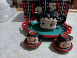 Betty Boop Ceramic Mini Tea Set + Box 1995 Vandor Teapot Saucers Cups
