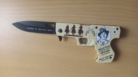 Billy The Kid Lifespan Pistol Wild West Gun Handle Spring Assisted Folding Pocket Knife