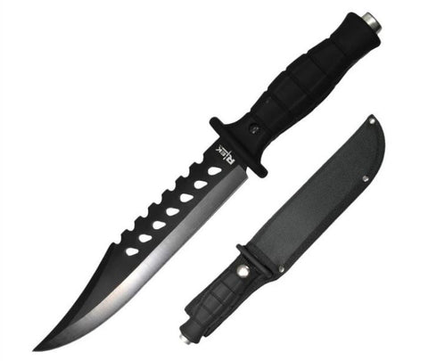 Black 12 Inch Hunting Knife With Silver Stud Tip
