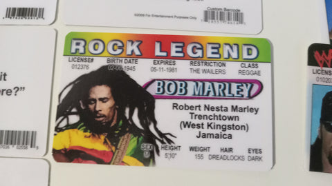 Bob Marley Rock Legend Trenchtown Novelty Joke I.D. Card Driver's License