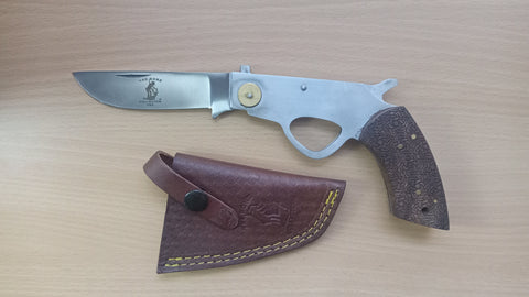Bone Handle Rosewood Bone Metal and Bovine Handle Wild West Folding Pocket Knife Real Genuine Leather Sheath Holster