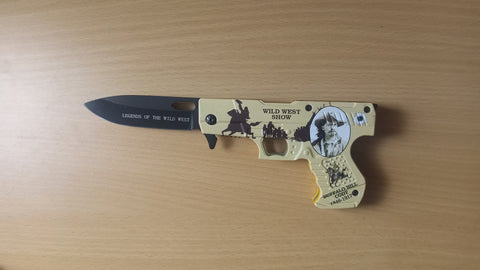 Buffalo Bill Cody Lifespan Pistol Wild West Gun Handle Spring Assisted Folding Pocket Knife