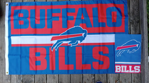 Buffalo Bills 2 Flag BUNDLE 3x5 Stripe Flag + 12x18 Garden Flag