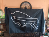 Buffalo Bills Black w Chalk Outline Logo NFL 3X5 Feet Flag Banner Wall Decor