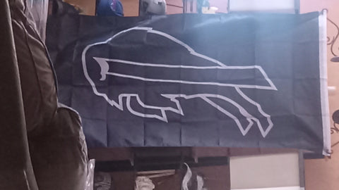 Buffalo Bills Black w Chalk Outline Logo NFL 3X5 Feet Flag Banner Wall Decor or Pole