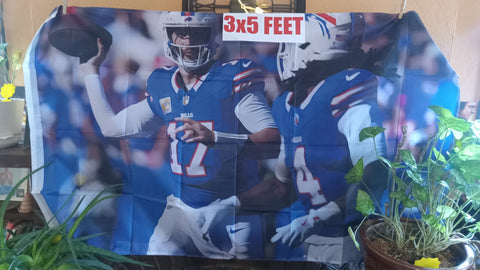 Buffalo Bills NFL James Cook Josh Allen 3X5 Feet Flag Banner Pole or Wall Decor