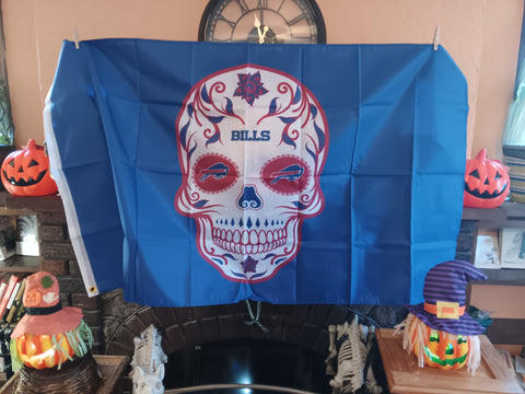 Buffalo Bills NFL Sugar Skull 3X5 Feet Flag Día de los Muertos Bandera