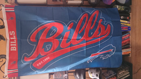 Buffalo Bills Written NFL 3X5 Feet Flag Banner Wall Decor or Pole Hang