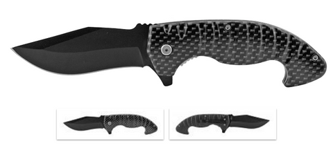 Carbon Fiber Curved Handle 9 Inch Spring Assisted Folding Pocket Knife