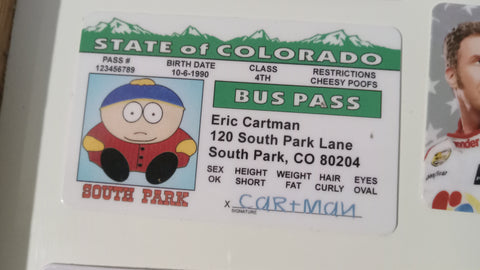 Cartman Colorado South Park Novelty Joke I.D. Card Bus Pass