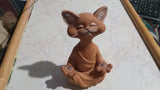 Cat Figurine 5" Meditation Yoga Easy Pose Sukhasana Statue Zen Decor Collectible