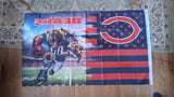 Chicago Bears NFL 3X5 Feet American Flag Banner Pole or Wall Decor