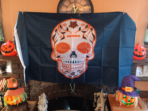 Chicago Bears NFL Sugar Skull 3X5 Feet Flag Día de los Muertos Bandera