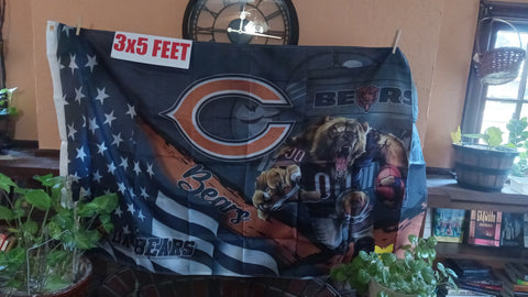 Chicago Bears & Stripes & Steroids NFL 3X5 Feet Flag Banner